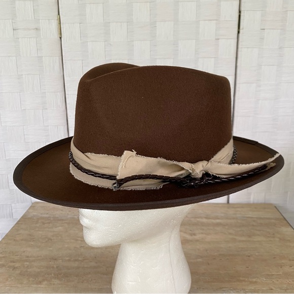 Men Women Hat Large Brown Fedora Felt Trilby Jazz Gatsby Panama Cap - Picture 2 of 10